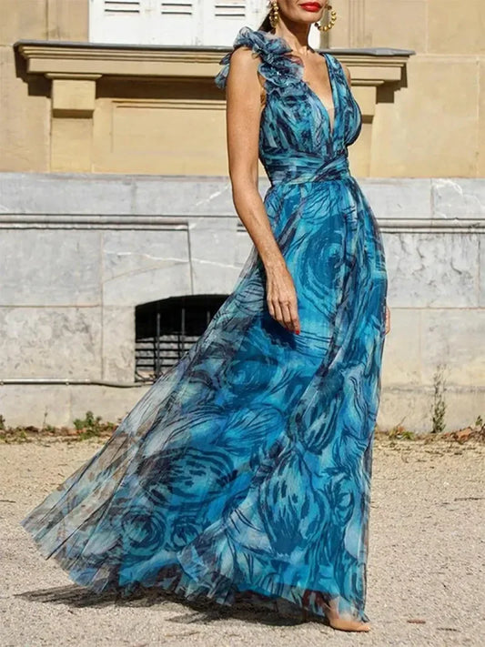 Adel - Peacock Blue Long Dress
